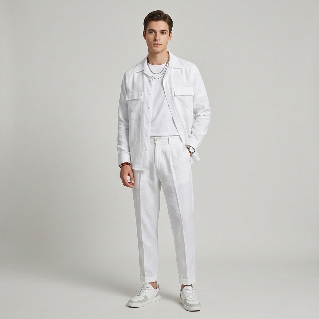 Camicia uomo modello overshirt in lino 856