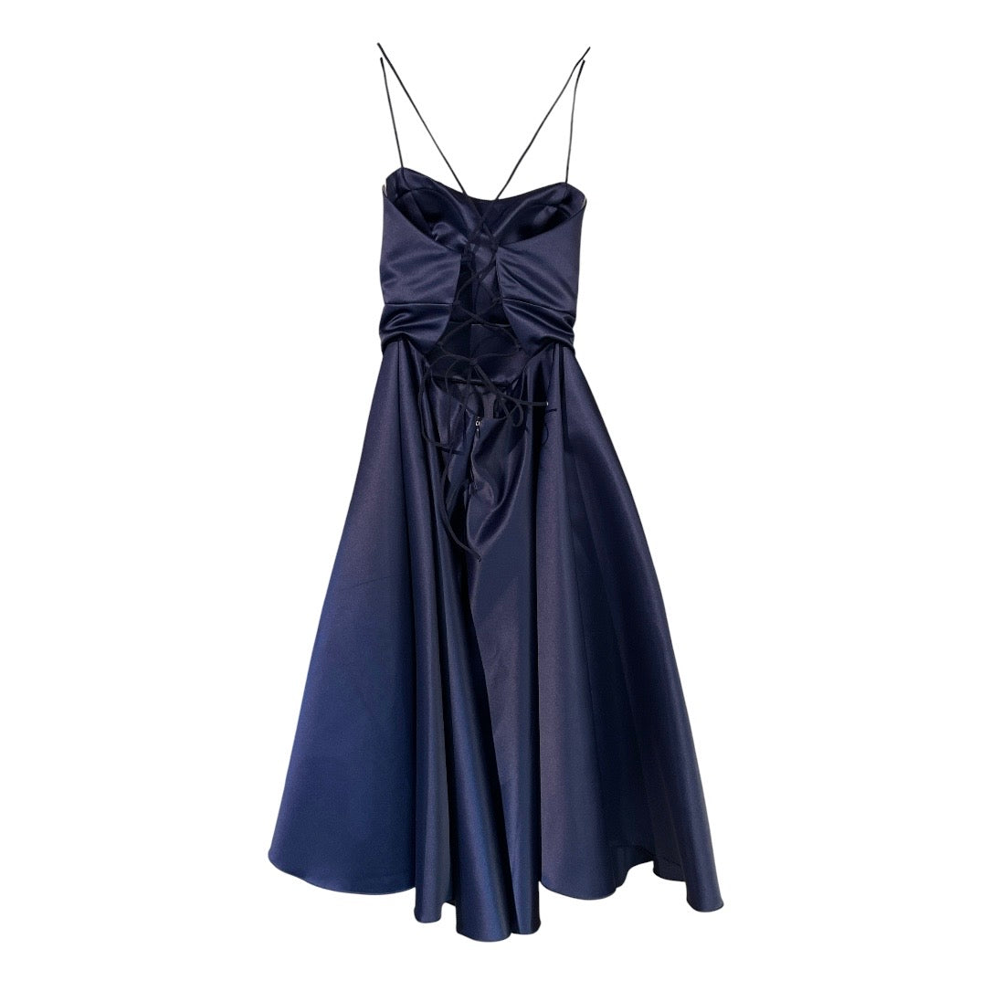 Vestito elegante in raso scollo tondo 81025 - FRANZESE