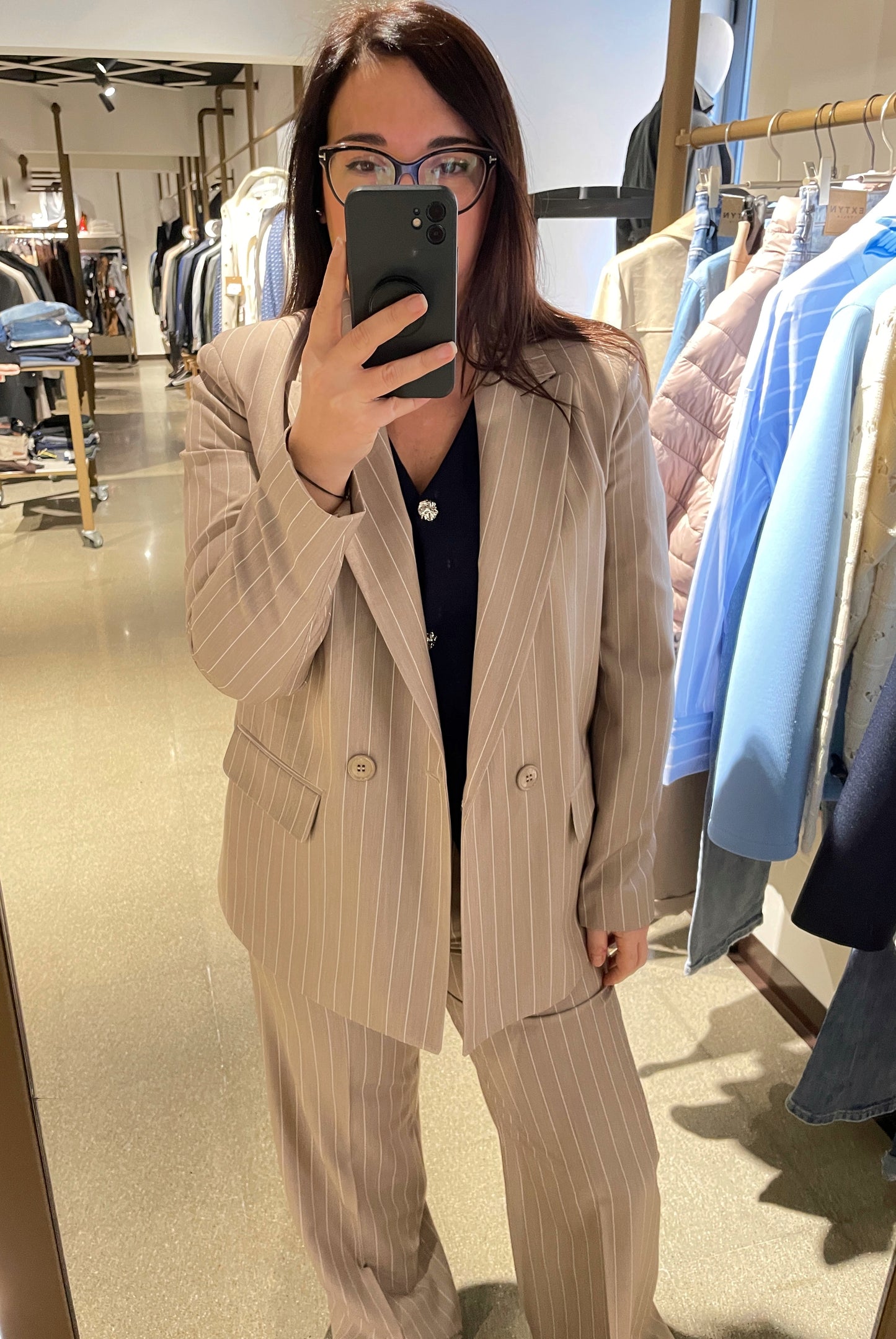 Giacca gessato doppio petto oversize 04103 - ELENA CASALI