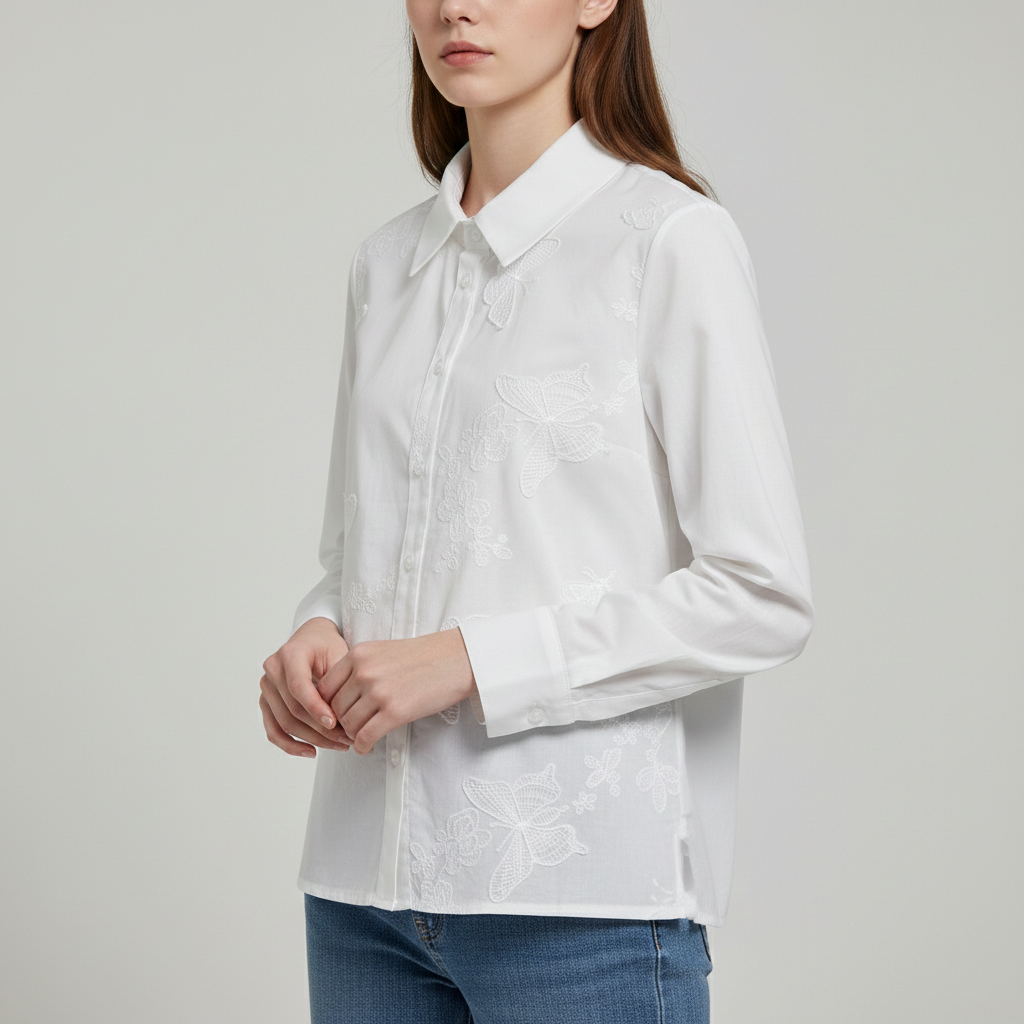 Camicia in cotone con inserti in pizzo 28A108 - EXTYN