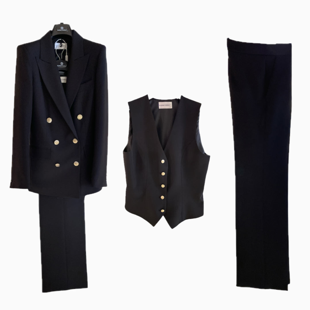 Tailleur donna tre pezzi bottoni dorati U14605 - ELENA CASALI