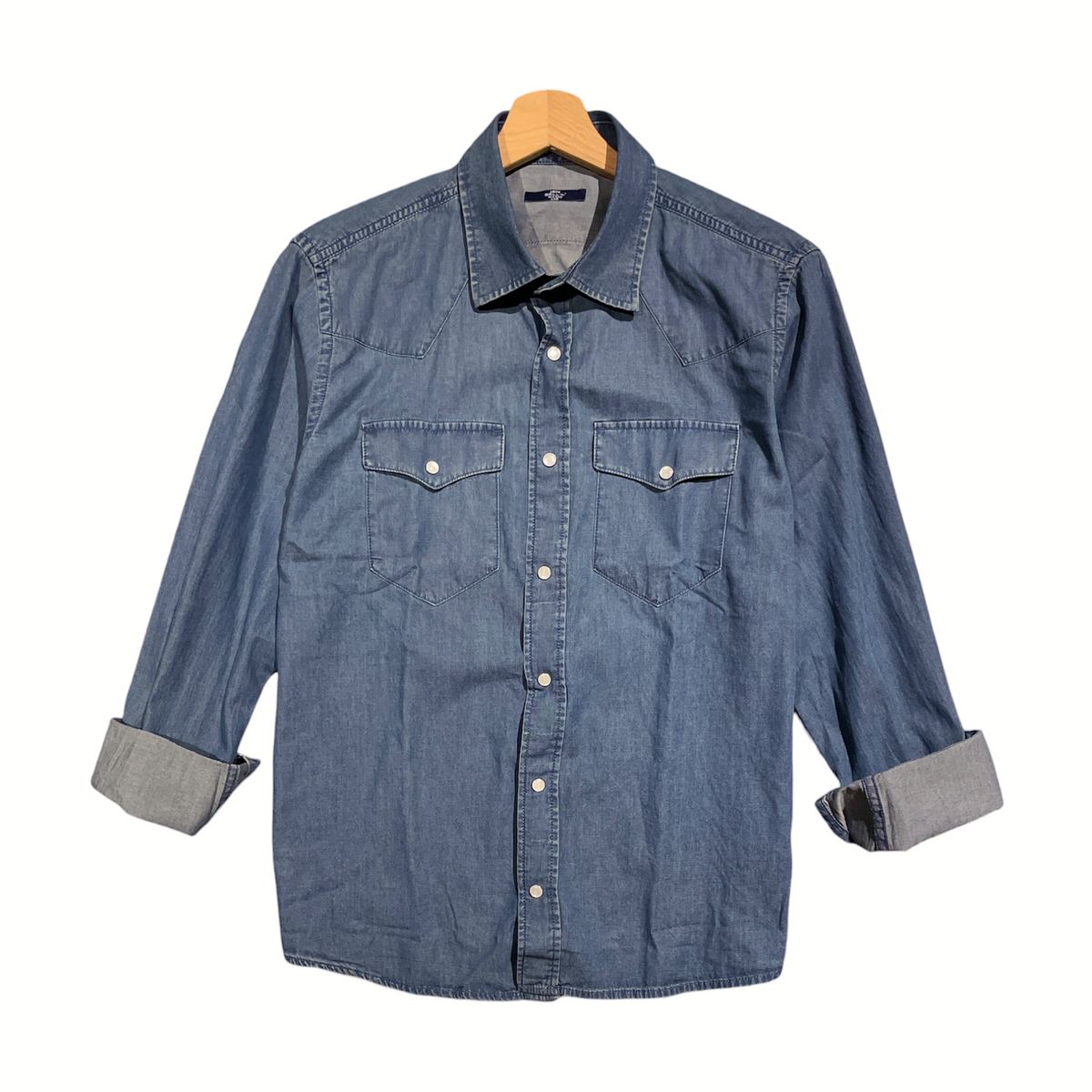 Camicia uomo denim bottoni automatici WESTERN - L'UOMO SARTORIALE