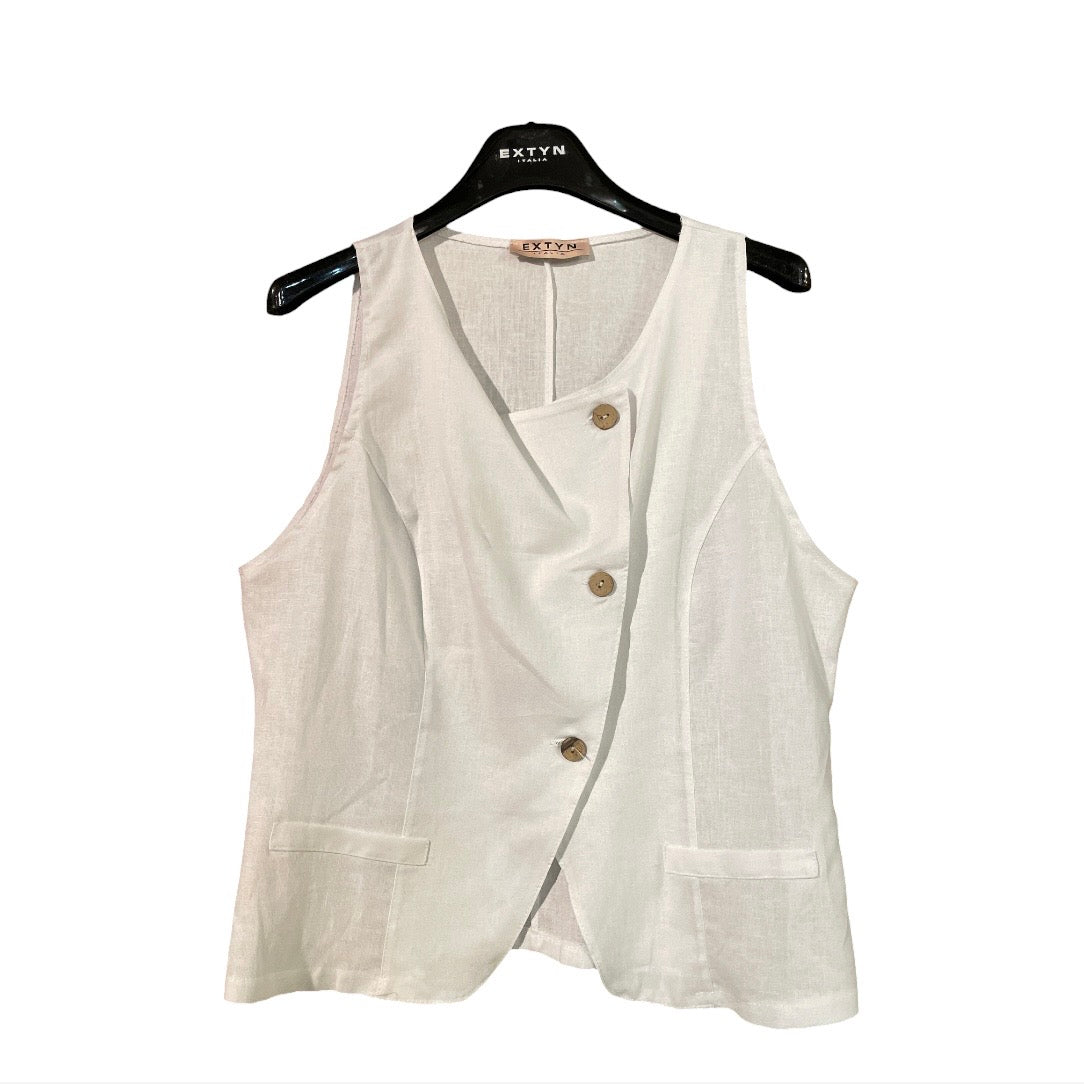 Gilet donna bottoni laterali misto lino 07D377 - EXTYN