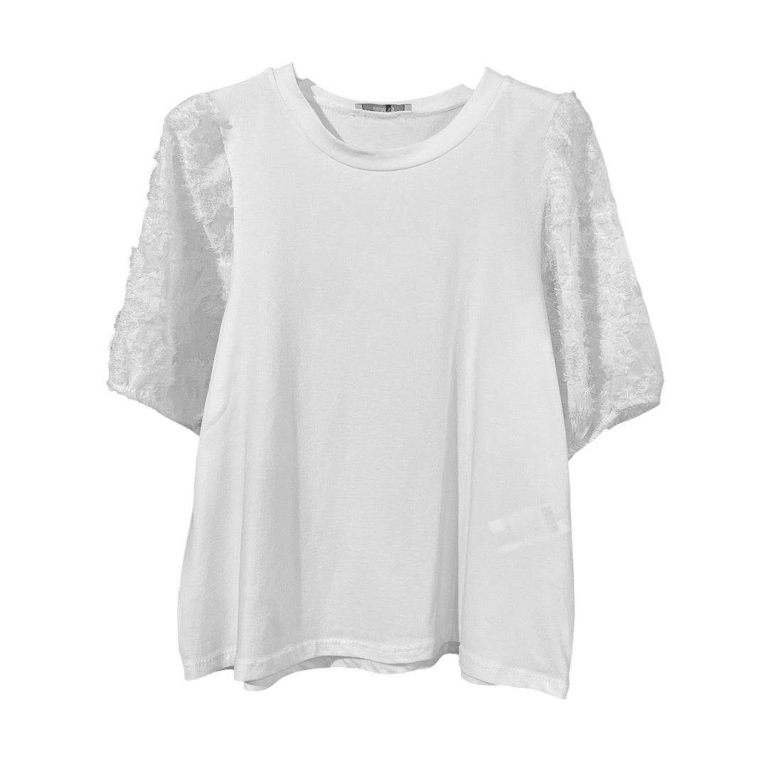 T-shirt donna con maniche palloncino decorate AG44ATA - HAILYS
