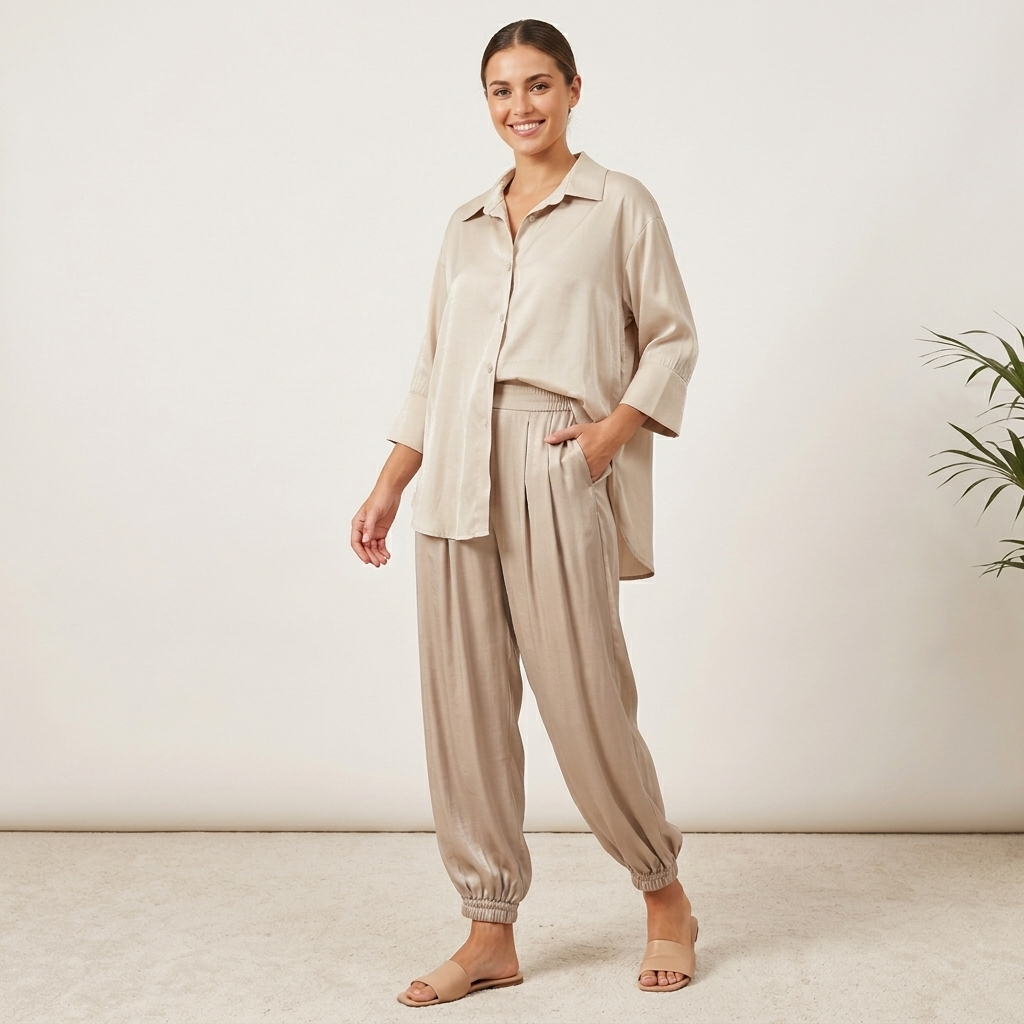 Pantalone tessuto satin 04D187 - EXTYN