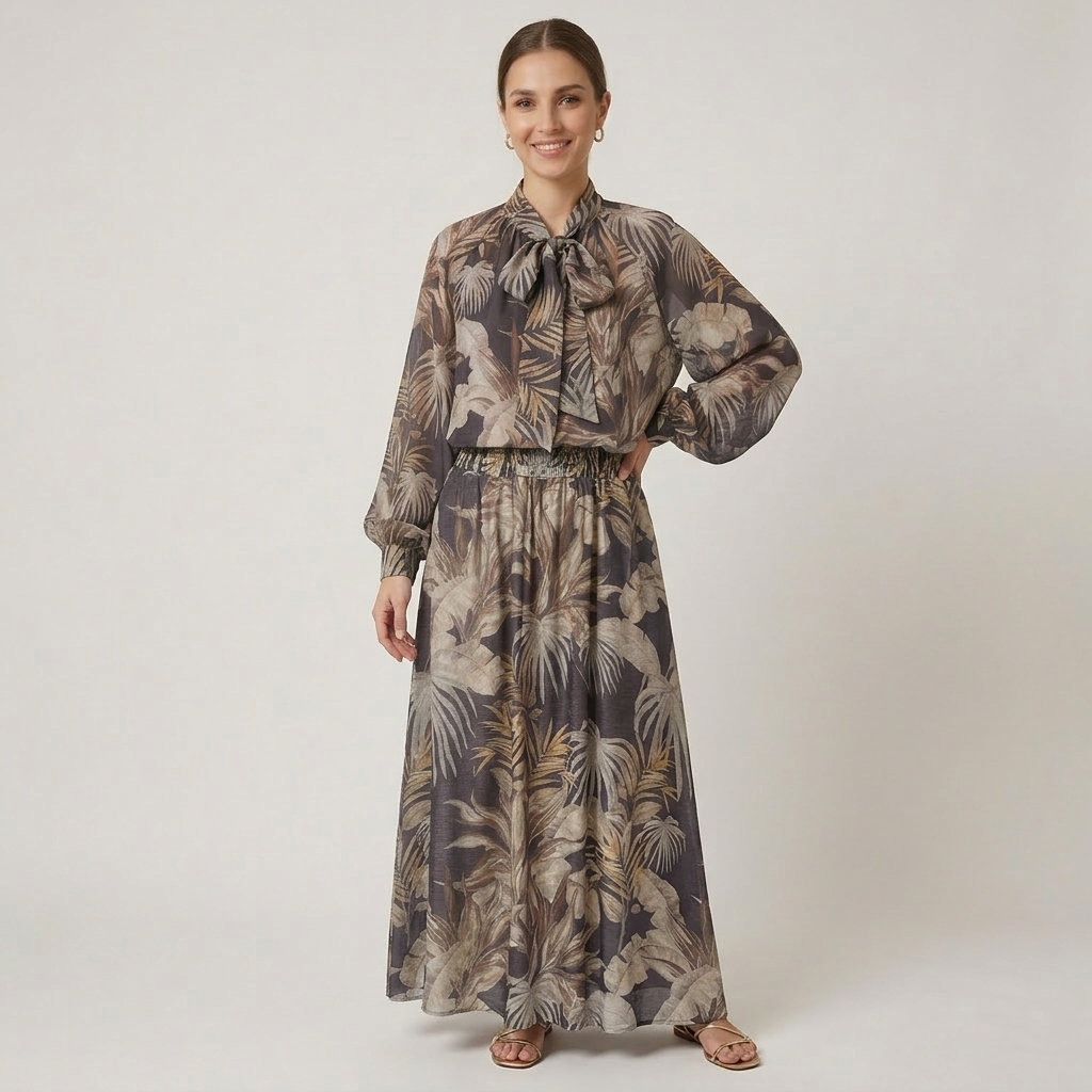 Gonna chiffon fantasia floreale 01D198 - EXTYN