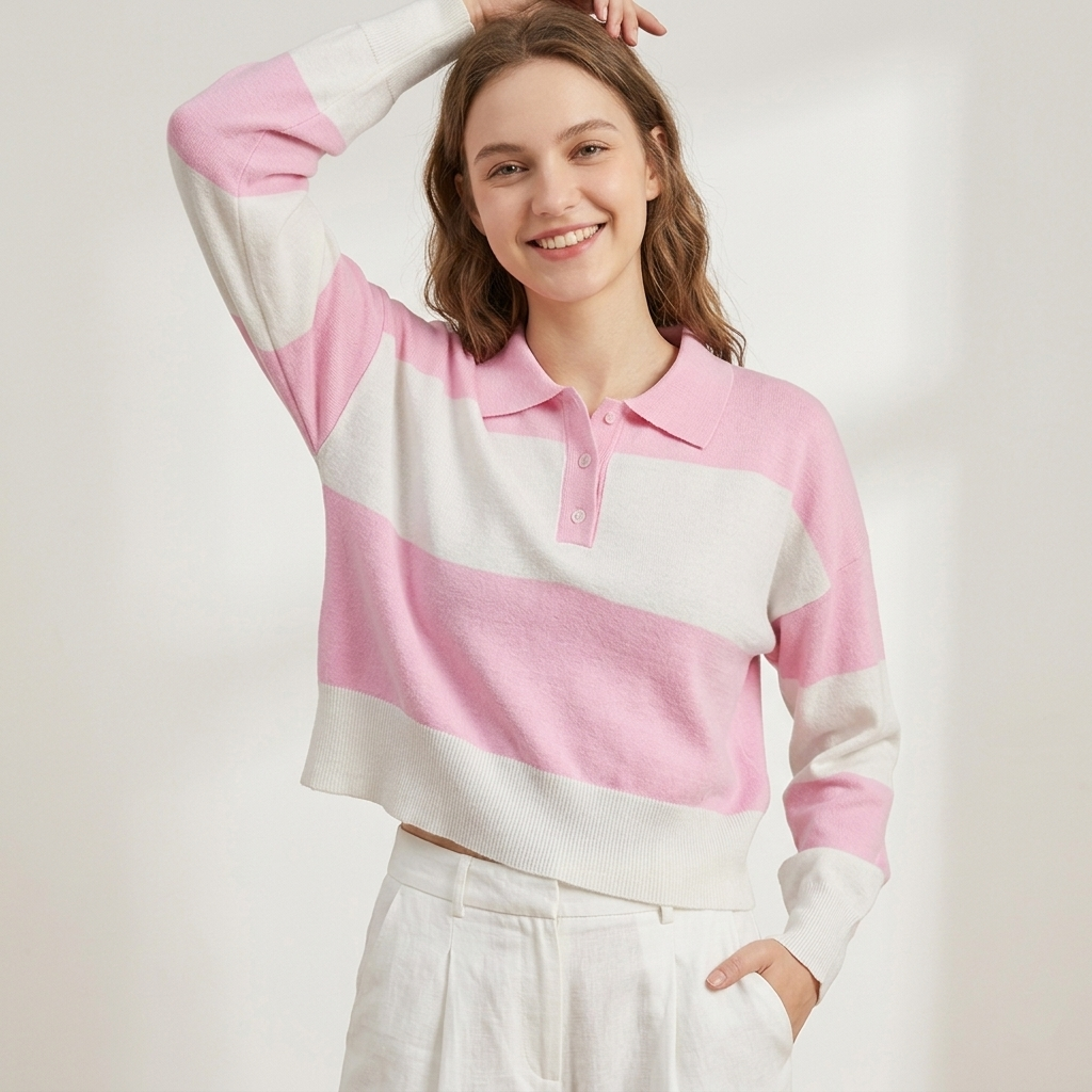 Polo maniche lunghe righe larghe 14D192 - EXTYN