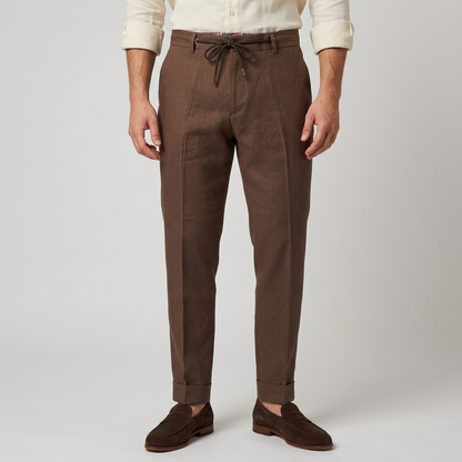 Pantalaccio puro lino tessuto lavorato ISCHIA-LINOELAST - L'UOMO SARTORIALE