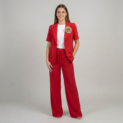 Tailleur donna in viscosa con giacca maniche corte 2669 - ELENA CASALI