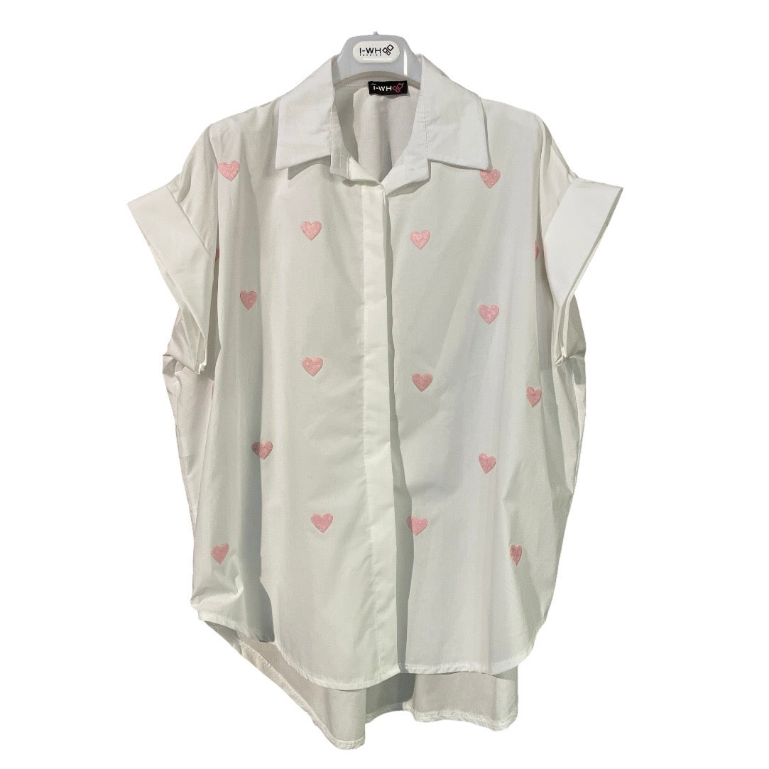 Camicia oversize cuori 29619 - FRANZESE
