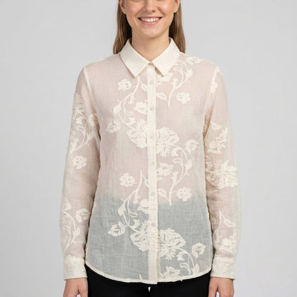 Camicia misto seta con ricami 28D351- EXTYN