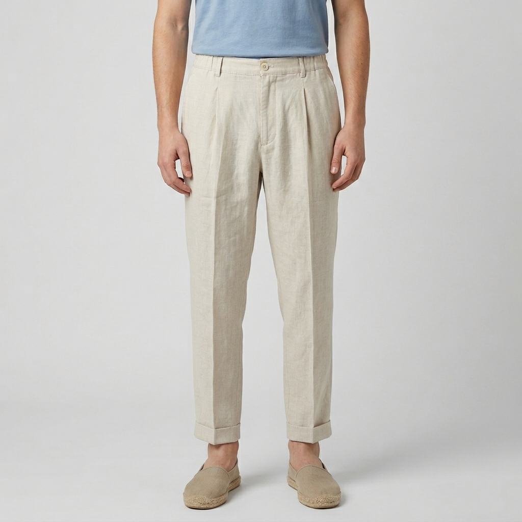 Pantalone uomo straight fit in lino 859