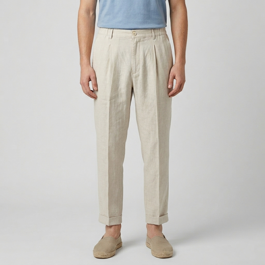 Pantalone uomo straight fit in lino 859