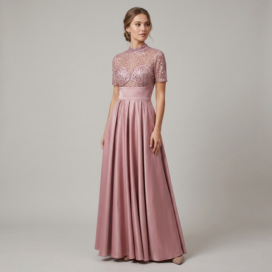 Vestito lunga cerimonia con corpetto decorato 51050 - FRANZESE