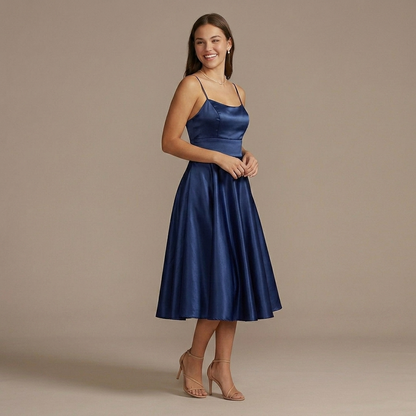 Vestito elegante in raso scollo tondo 81025 - FRANZESE