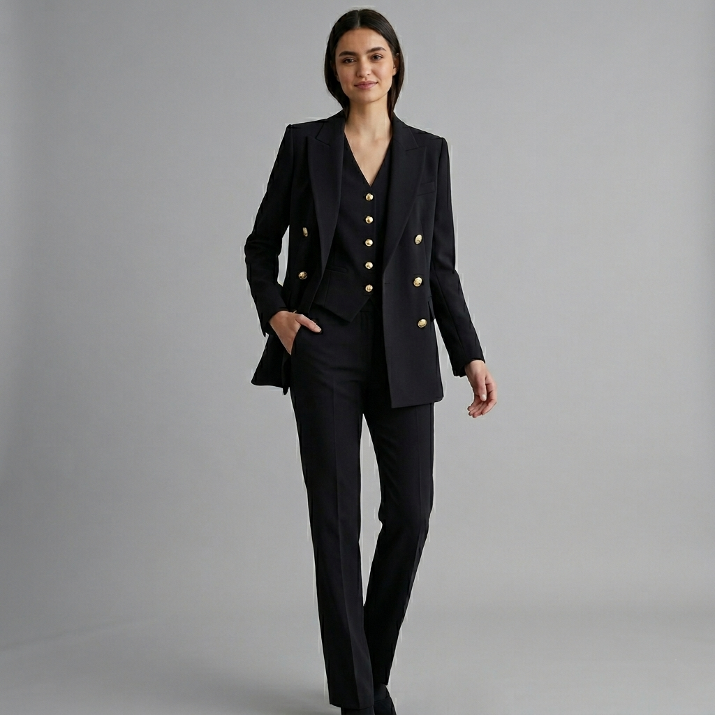 Tailleur donna tre pezzi bottoni dorati U14605 - ELENA CASALI