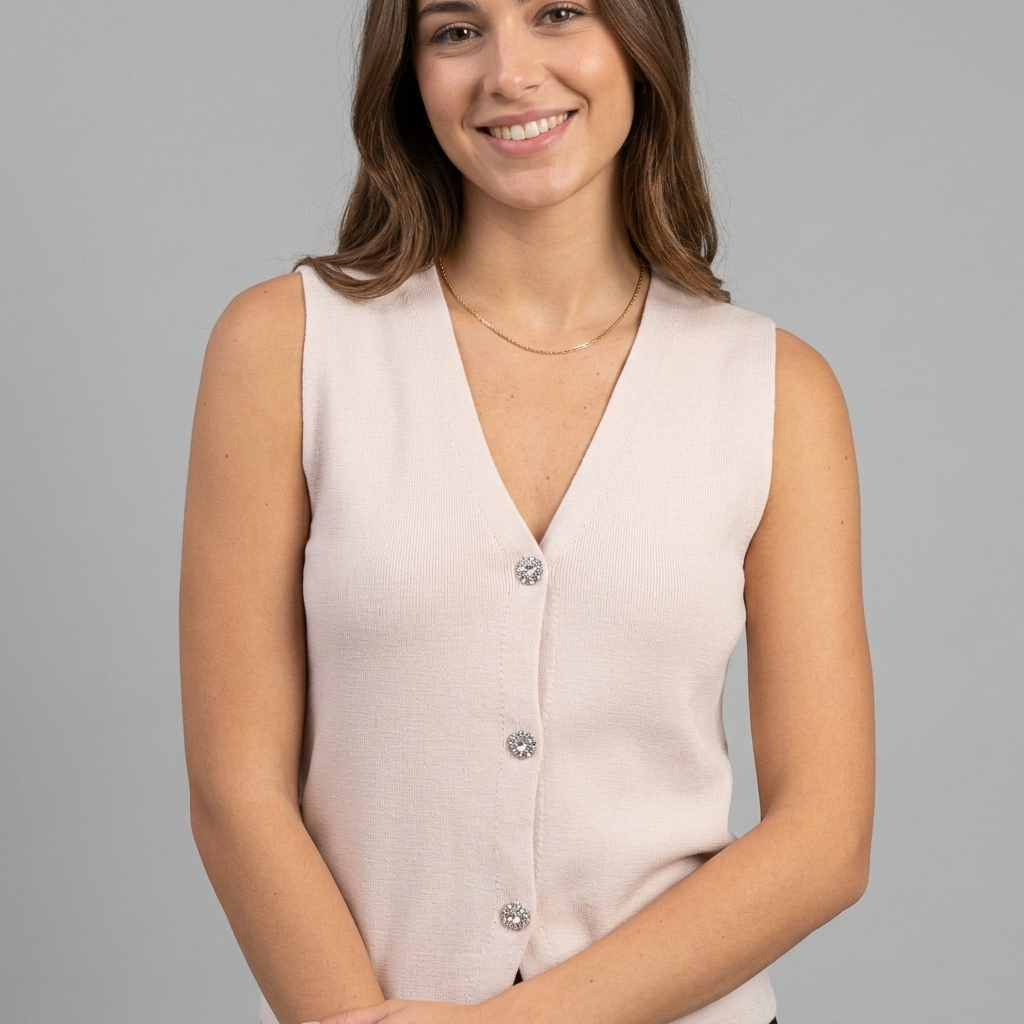 Gilet in maglia con bottoni gioiello MAG230
