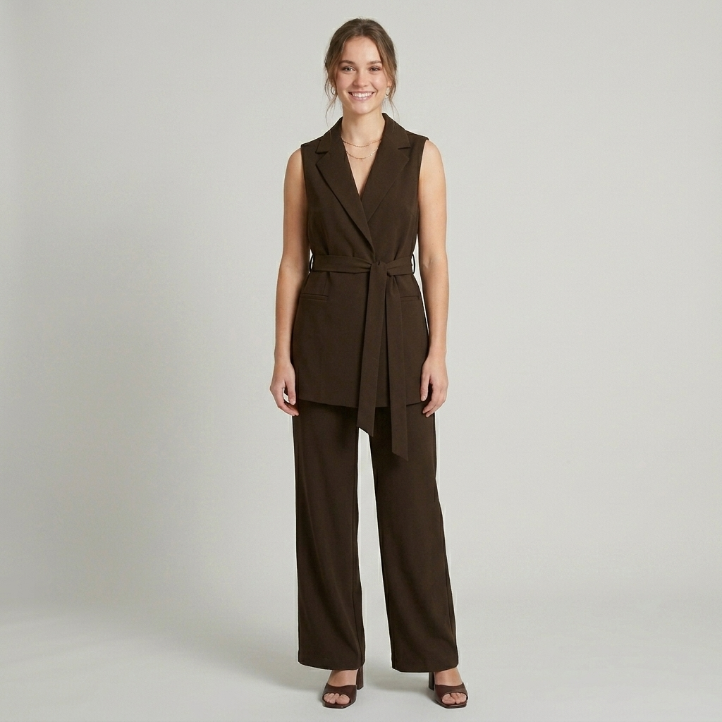Tailleur smanicato tessuto tecnico 04635 - ELENA CASALI