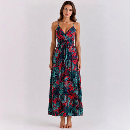 Vestito lungo stampa tropical 3816