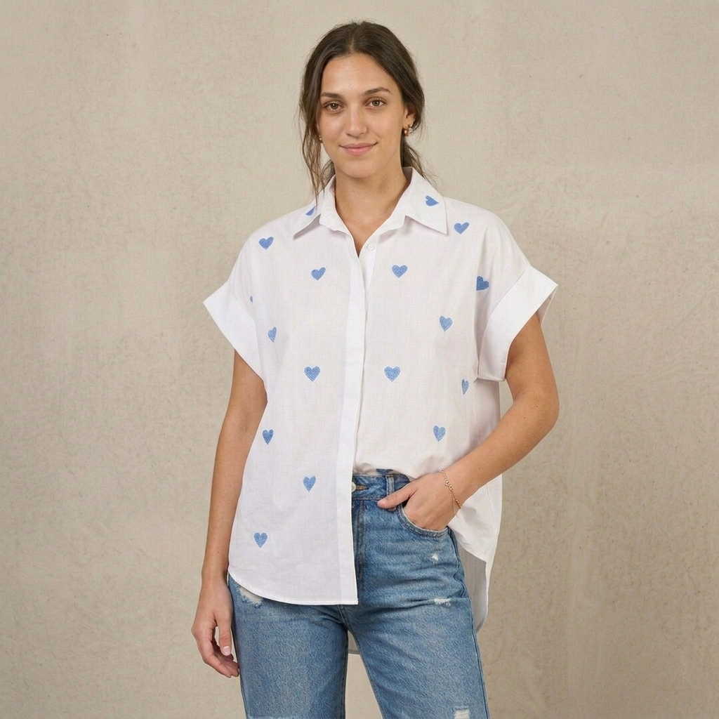 Camicia oversize cuori 29619 - FRANZESE
