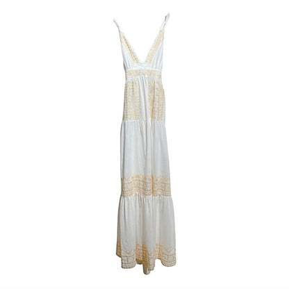Vestito lungo con ricami oro 28275
