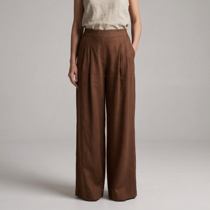 Pantalone donna palazzo misto lino 04D288 - EXTYN