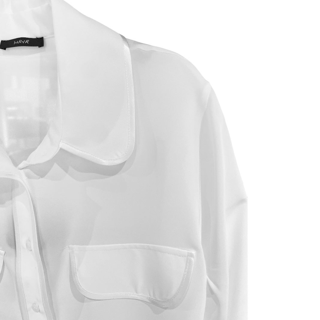 Camicia in chiffon con bordi in raso 1033 - MAYA