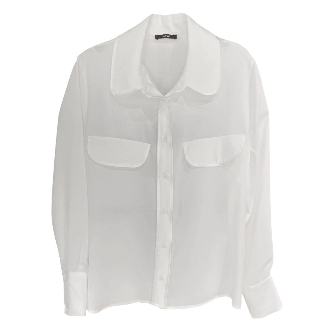 Camicia in chiffon con bordi in raso 1033 - MAYA