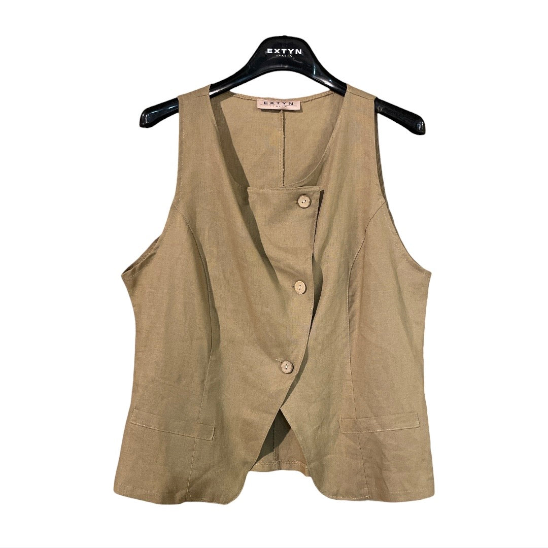 Gilet donna bottoni laterali misto lino 07D377 - EXTYN