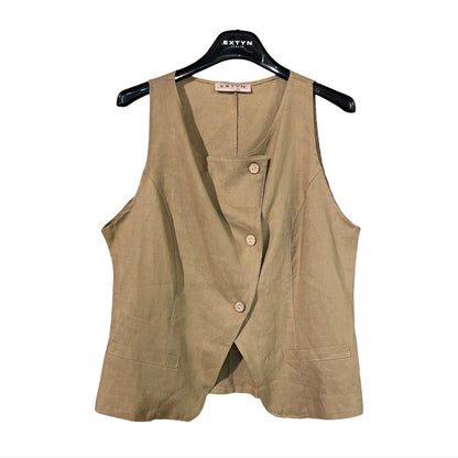 Gilet donna bottoni laterali misto lino 07D377 - EXTYN