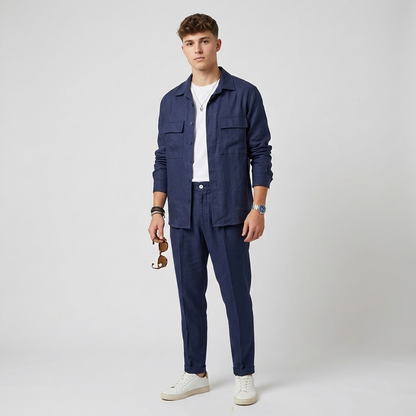 Pantalone uomo straight fit in lino 859
