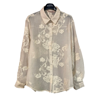 Camicia misto seta con ricami 28D351- EXTYN