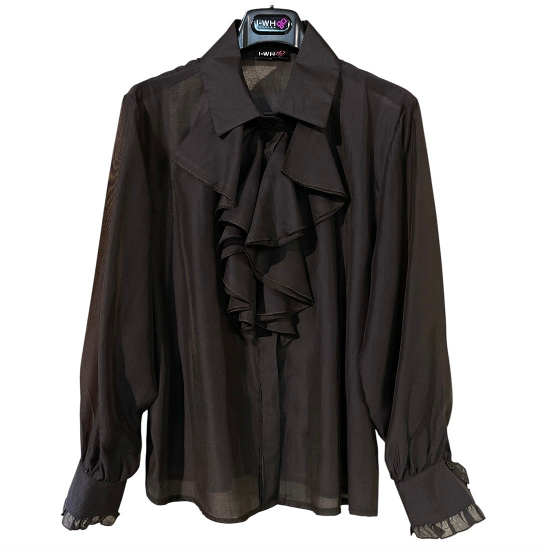 Camicia donna organza con rouches 30073