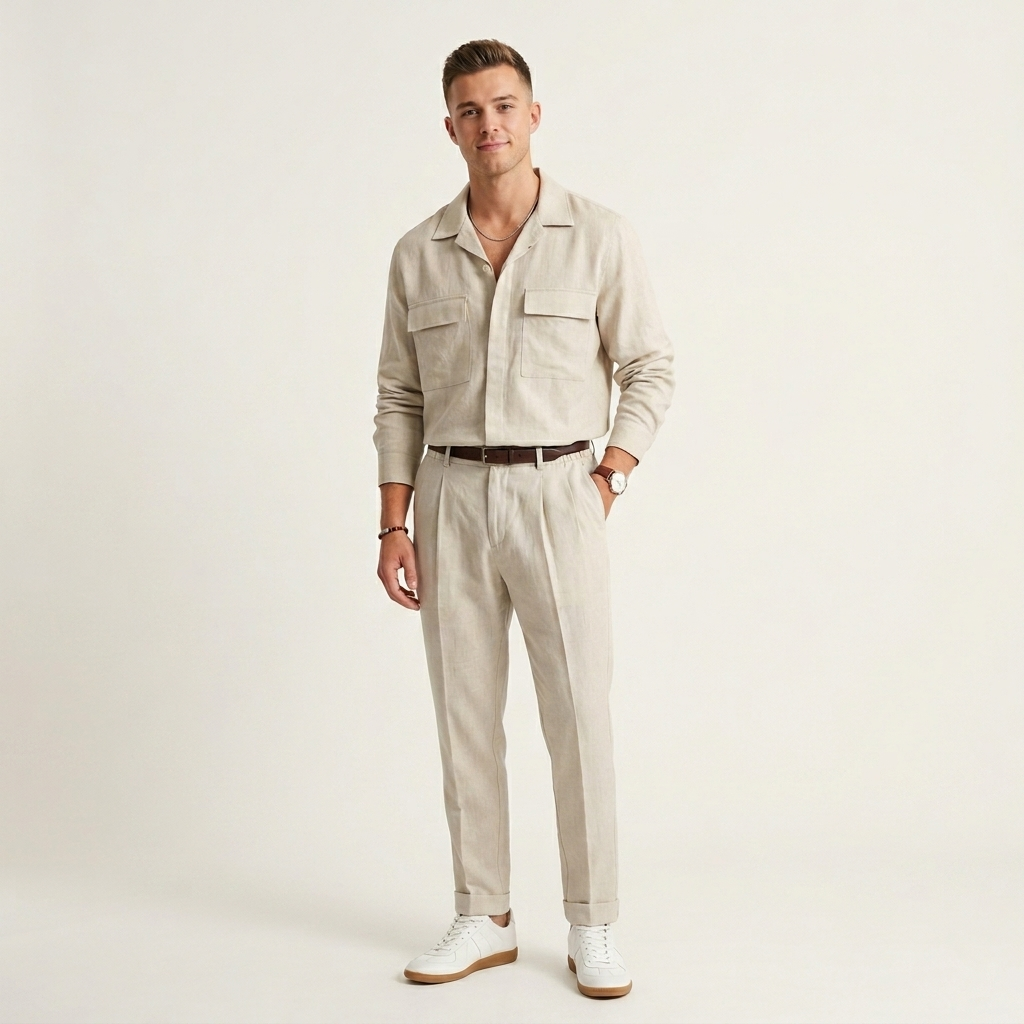 Pantalone uomo straight fit in lino 859