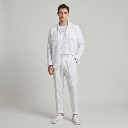 Pantalone uomo straight fit in lino 859
