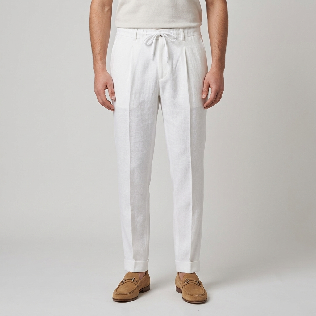 Pantalaccio puro lino tessuto lavorato ISCHIA-LINOELAST - L'UOMO SARTORIALE