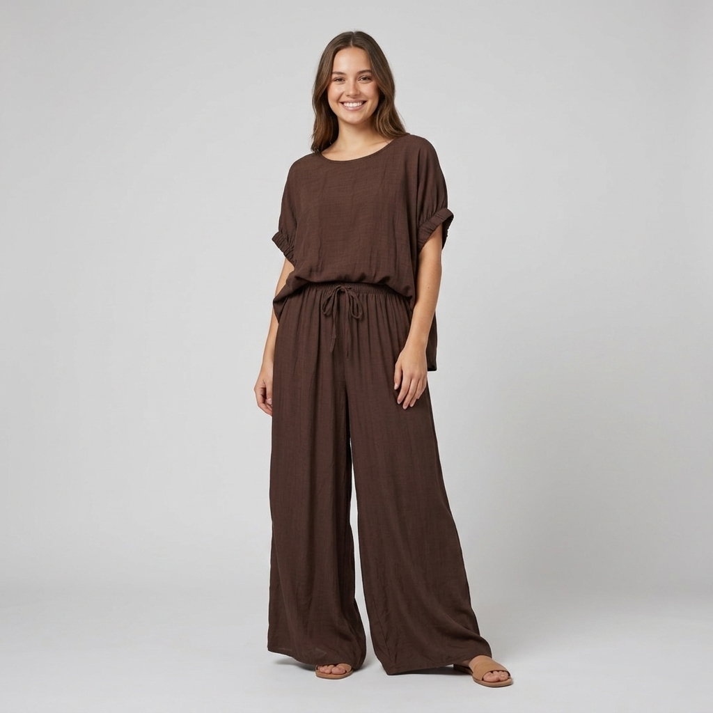 Pantalone ampio in viscosa 04D356 - EXTYN