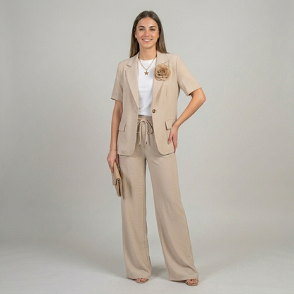 Tailleur donna in viscosa con giacca maniche corte 2669 - ELENA CASALI