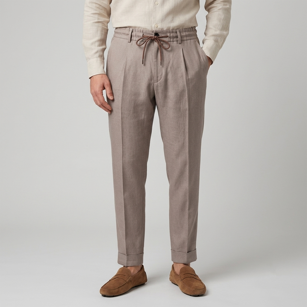 Pantalaccio puro lino tessuto lavorato ISCHIA-LINOELAST - L'UOMO SARTORIALE