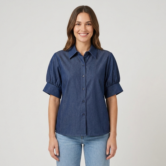 Camicia denim maniche palloncino 28D185 - EXTYN