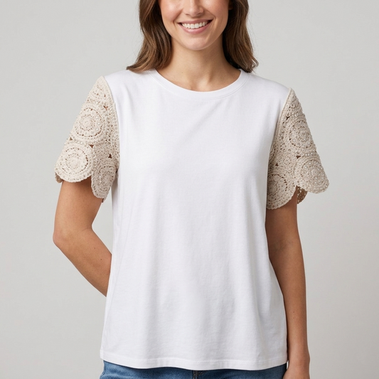 T-shirt maniche crochet con paillettes 180 - FRANZESE
