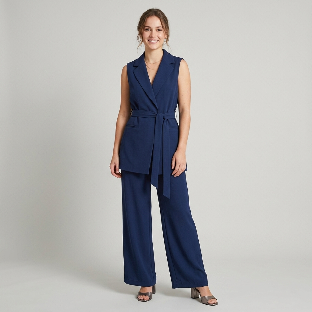 Tailleur smanicato tessuto tecnico 04635 - ELENA CASALI