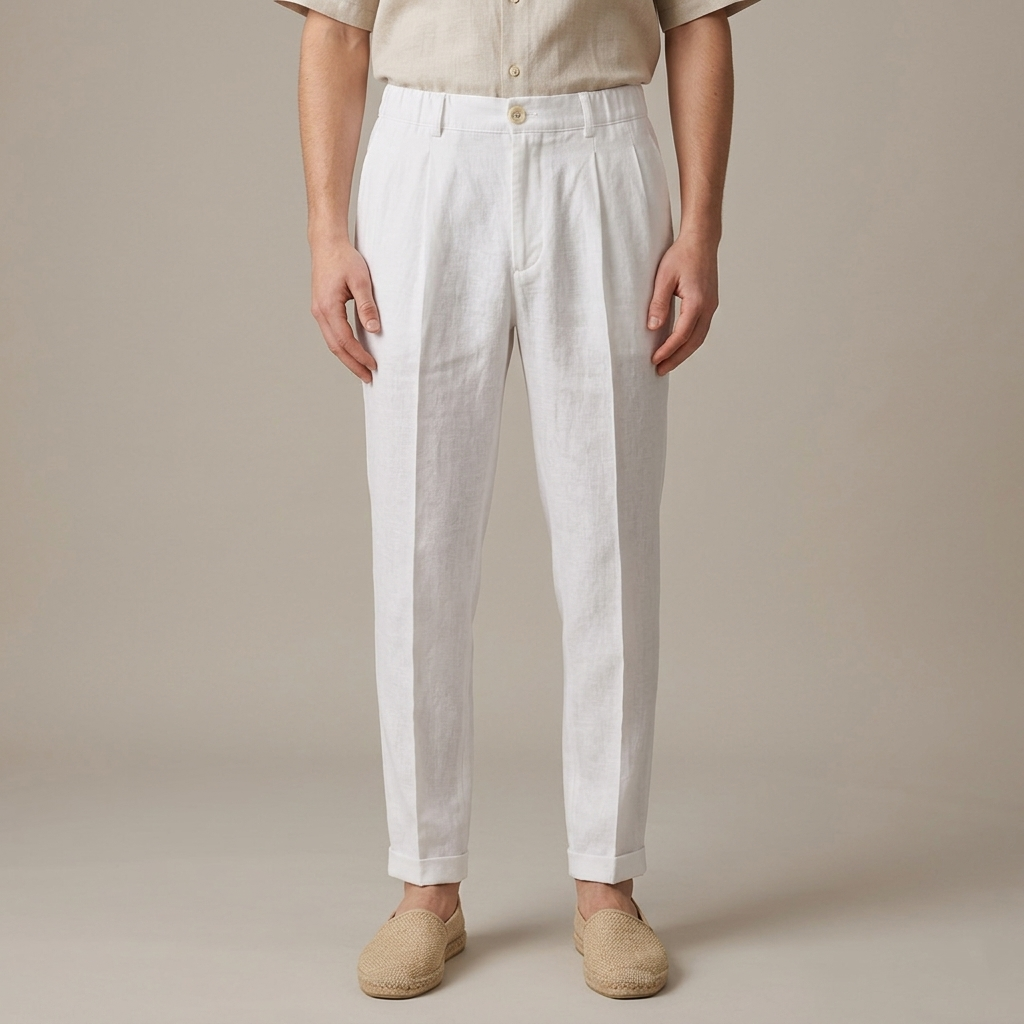 Pantalone uomo straight fit in lino 859