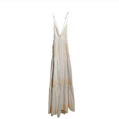 Vestito lungo con ricami oro 28275
