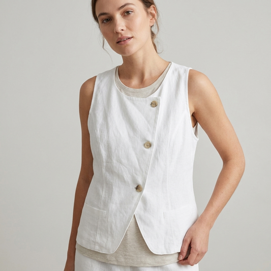 Gilet donna bottoni laterali misto lino 07D377 - EXTYN
