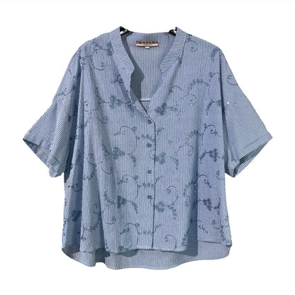 Camicia in cotone con ricami e paillettes 28D222 - EXTYN