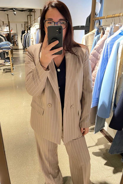 Giacca gessato doppio petto oversize 04103 - ELENA CASALI