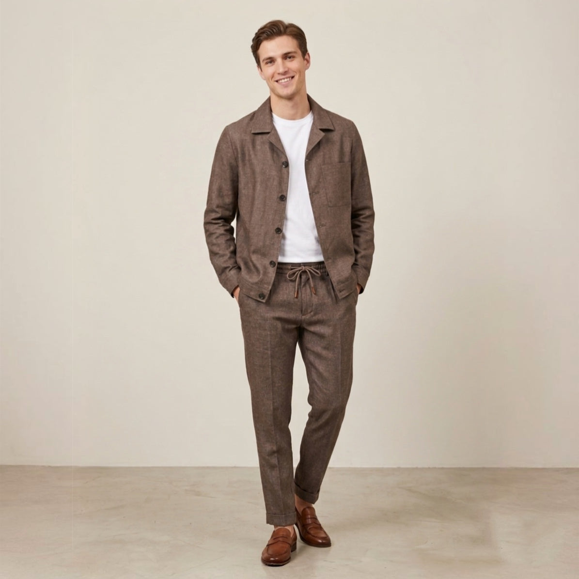Abito uomo overshirt e pantalaccio in lino POSILLIPO-LINO - L'UOMO SARTORIALE