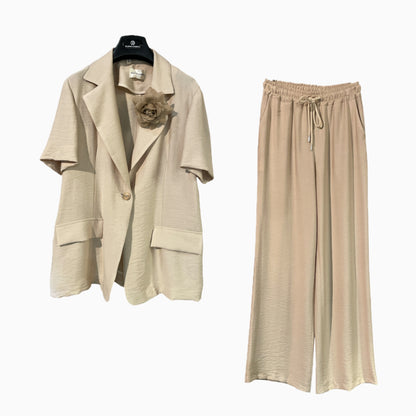 Tailleur donna in viscosa con giacca maniche corte 2669 - ELENA CASALI