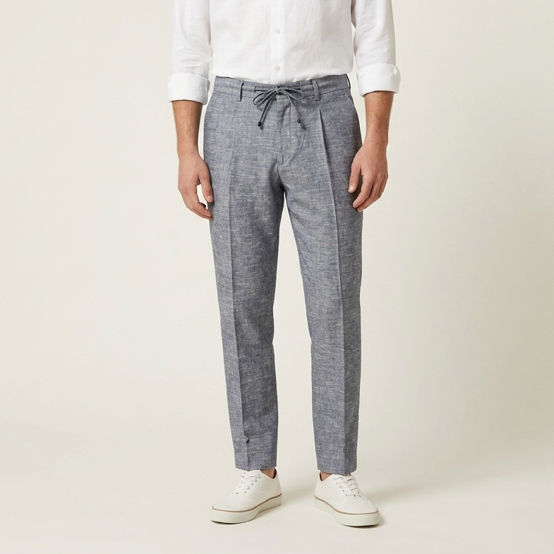 Pantalaccio tessuto goffrato lino e viscosa ISCHIA-LINOZERO